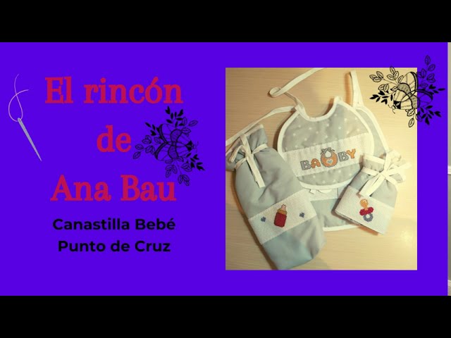 Babero a punto de cruz. Primeras tomas de 0 a 3 meses. #Bebé #Bordados 