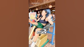 She Got Trapped in the Roller Coaster Seat! 🎢😱
