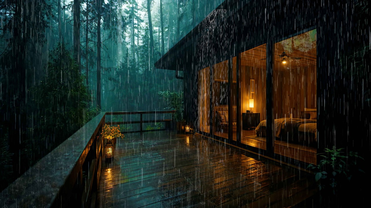 Cozy Cabin Bedroom in a Heavy Rain 🌧️ ASMR Sleep Sounds to Cure Insomnia