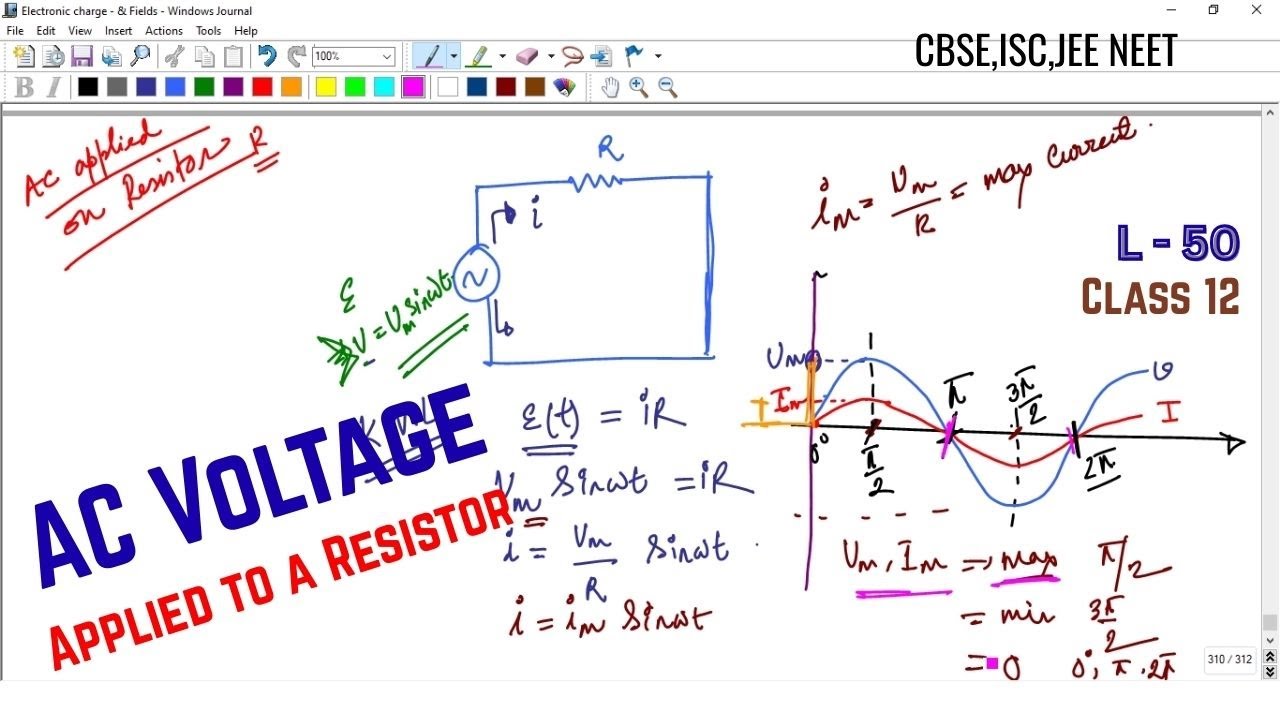 Alternating Current | AC Voltage Applied to a Resistor | Class 12 Physics CBSE ISC JEE NEET | L-50
