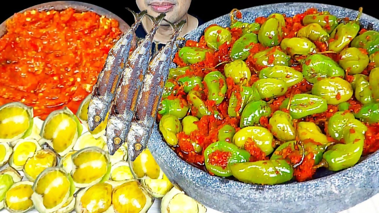 ASMR MUKBANG SAMBAL CABE GENDOT JENGKOL MUDA IKAN PINDANG 