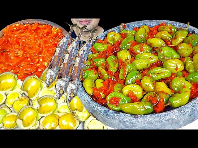 ASMR MUKBANG SAMBAL CABE GENDOT JENGKOL MUDA IKAN PINDANG 