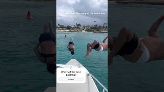 Who had the best backflip #74yearold #11yearold #catamaran #ocean #boat #tuck #flip