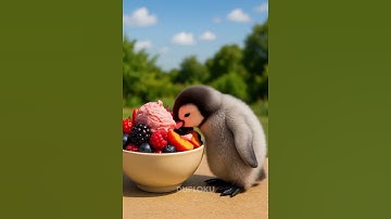 Pinguin eating ice cream at backyard 🍧 #public #duploku #cute