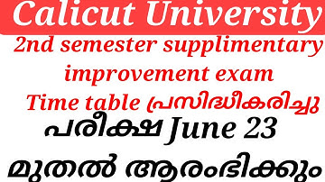 Calicut University 2nd semester supplimentary improvement exam Time table published