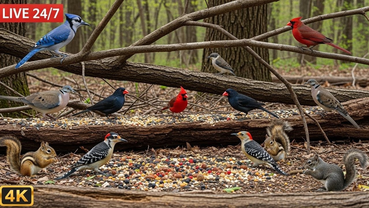 🔴Heavy Snow Bird Feeder Cam | Peaceful Backyard Birds | Come Watch Live