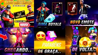 CALENDÁRIO SEMANAL - PEGUE SEU CUBO GRÁTIS, INCUBADORA 3 EM 1, LOJA MISTERIOSA E MAIS - FREE FIRE