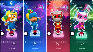 Tiles Hop Game - Pororo Vs Pocoyo Vs Talking Tom Hero Vs Talking Hero Angela - Tiles Hop Gameplay
