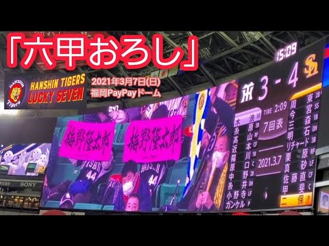 六甲おろし♪ 20210307　阪神タイガースのラッキーセブン【ﾌﾙver.】7回表　ﾗｯｷｰ7@福岡PayPayﾄﾞｰﾑ［ｵｰﾌﾟﾝ戦］外野ﾗｲﾄ