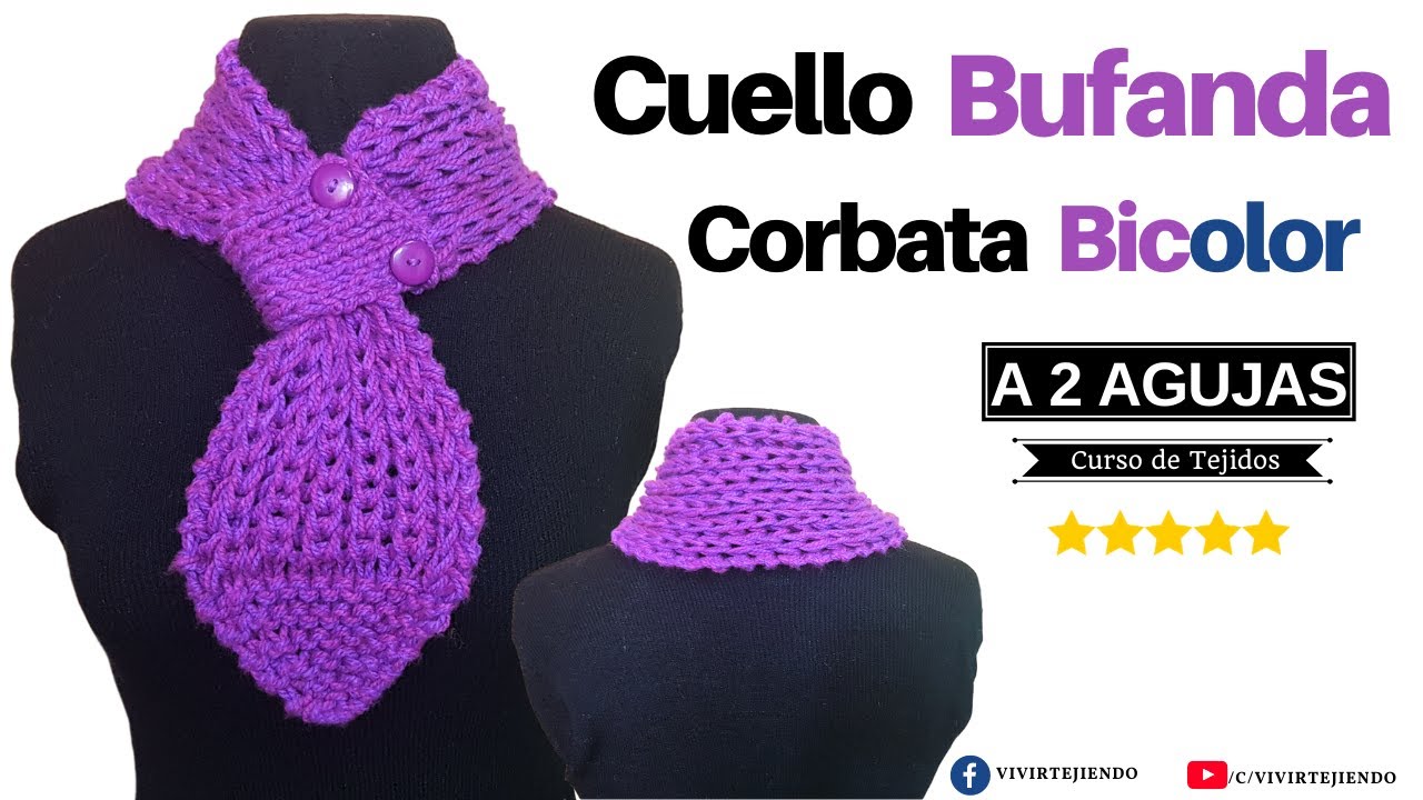 💜 Cuello Bufanda con 2 Botones Punto Súper Fácil ✓ de Moda a Palitos - YouTube