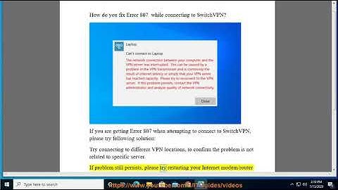 Fix Error 807 while connecting to SwitchVPN