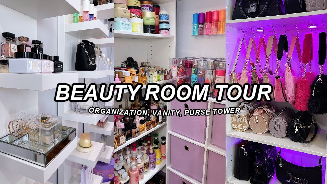 GIRLY VLOG🎀 UPDATED BEAUTY ROOM TOUR, DIY PURSE DISPLAY CASE, FRAGRANCE CLOSET & MORE!