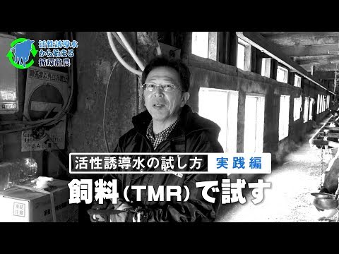 活性誘導水をサイレージなどエサ（TMR）に試す方法