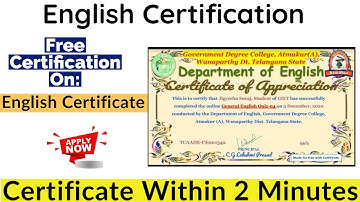 English Free Certificate | English Certification | Get Certificate Within 2 Minutes