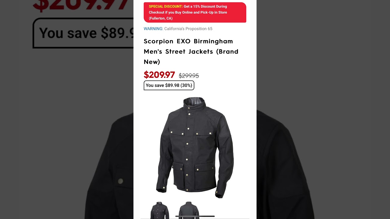 Motorhelmets Store Sale Joe Rocket Alter Ego 3.0 and Scorpion EXO Birmingham Men's Street Jackets