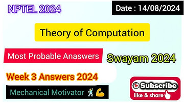Theory of Computation | WEEK 3 |Assignment 3 Solution | NPTEL | SWAYAM 2024