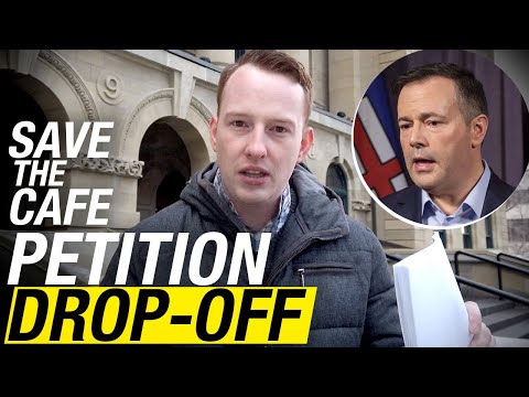 PETITION DROP OFF: Thousands of Save The Cafe signatures delivered to Jason Kenney's office