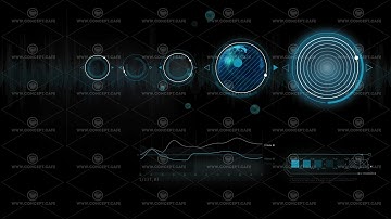 Abstract scientific infographics in virtual space, on alpha channel.