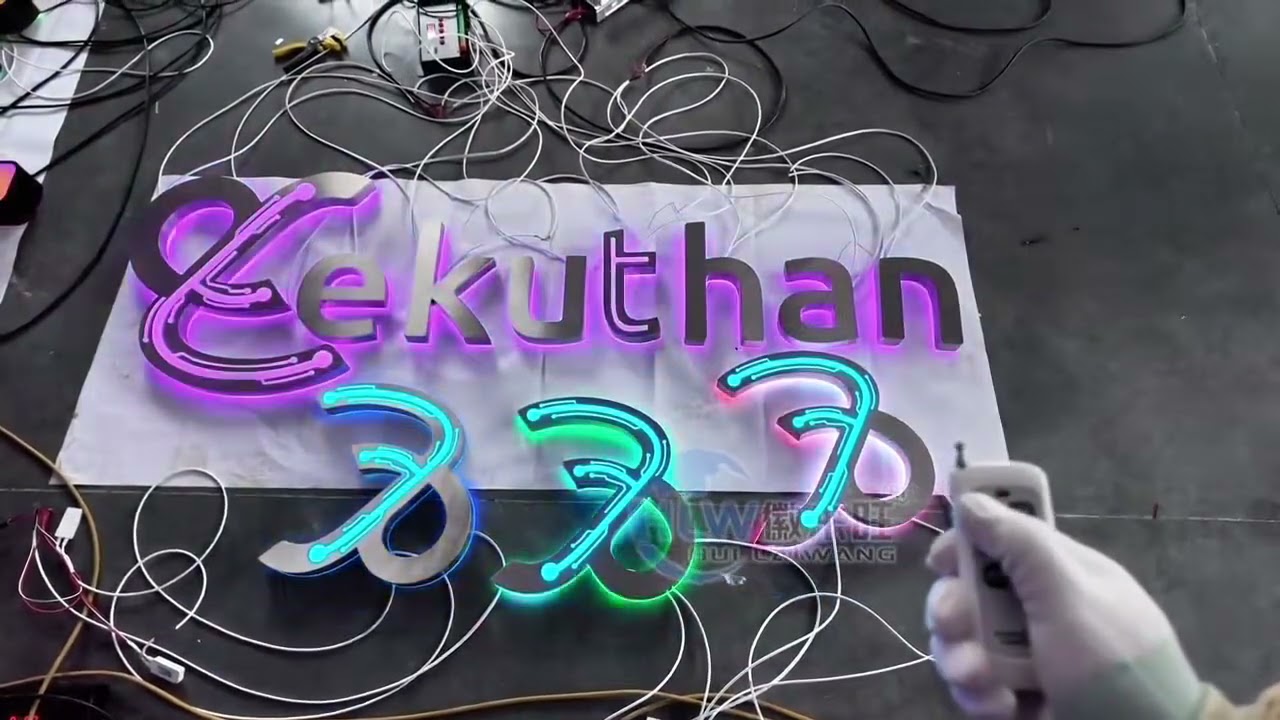 Rgb light led backlit letters for logo name.Custom-made all types of signs for various settings.