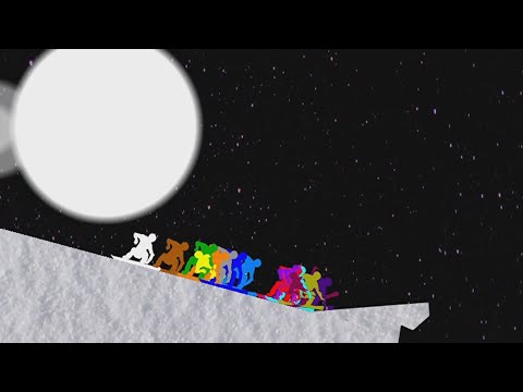 Stickman snowboarders survival race in Algodoo 2