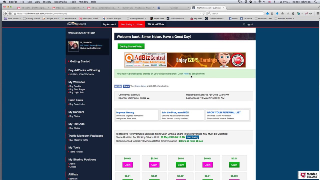 Traffic Monsoon Assigning Credits