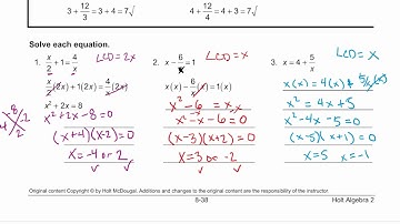 Lesson 8-5 Solving Rational Equations (part 1)
