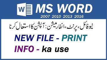 How to New File Print Info in MS Word 2010 Hindi Urdu : By Alam info Academy