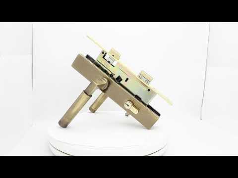 Комплект Ручка на планці під циліндр+Корпус, Антична бронза., видео 1