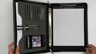 Binder Portfolio Clipboard Folder, Zipper Business Organizer Padfolio with 3-Ring Binder