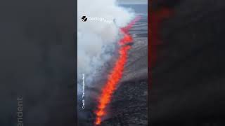An aerial view of Icelands new volcanic rift