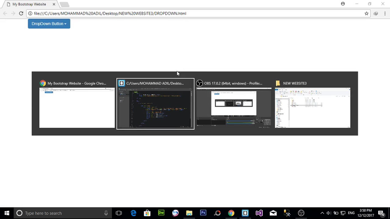 CREATING BUTTON WITH DROPDOWN MENU USING BOOTSTRAP (URDU / HINDI) - YouTube
