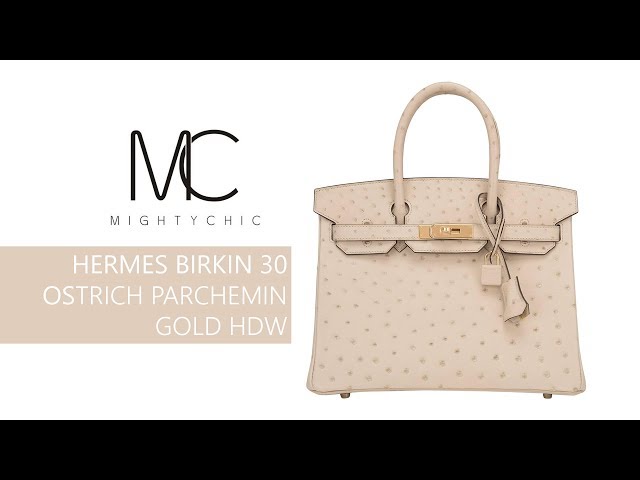 MIGHTYCHIC • Hermes Birkin 30 Ostrich Parchemin Gold Hdw 