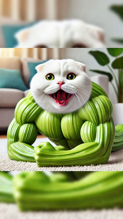 Cute cats transform into muscular corn, cassava, onion, celery and turmeric 😸 #cat #funny #cute