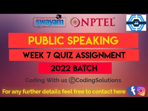 Public Speaking Week 7 Quiz Assignment Solution | NPTEL 2022 | SWAYAM