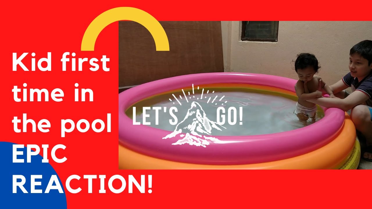 1 year kid first time in the swimming pool - YouTube