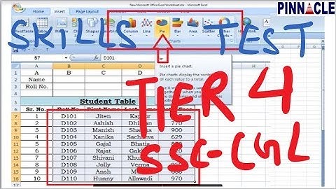 SSC CGL Tier 4 I Skills Test I Question Paper code E -127 Excel test