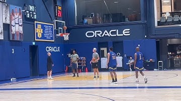 Steph Curry and Chris Paul working on quick dribble pull-up jumpers at Training camp!