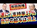岸田政権支持率17%?倒産爆増無視!首相給与は賃上げ?!日本崩壊へ爆走中!自民党終了!石丸市長を見習え|内閣|国会|所得税減税|増税|トリガー条項|インボイス|消費税|財務省|安芸高田市|社長大学