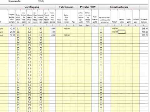 Excel Reisekosten Vorlage 2014 Youtube