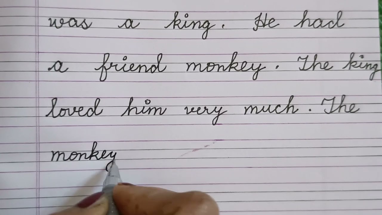 Story writing in cursive writing.