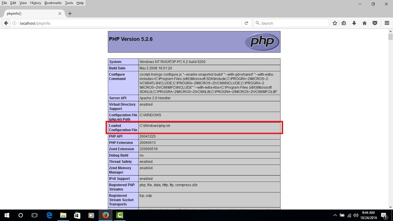 php info  Update 2022  where is location php.ini and how edit php configuration file ( case appserv in windows 10 )