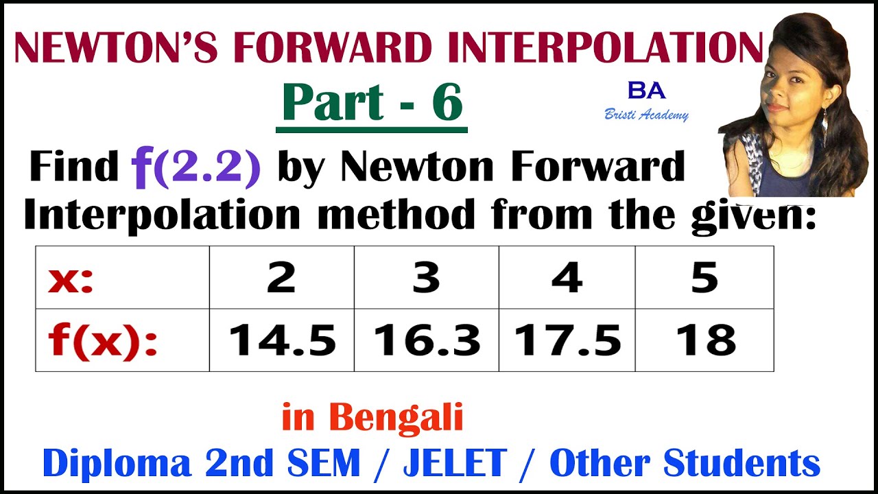 Part 6 || Newton Forward Interpolation || Bristi Academy || - YouTube