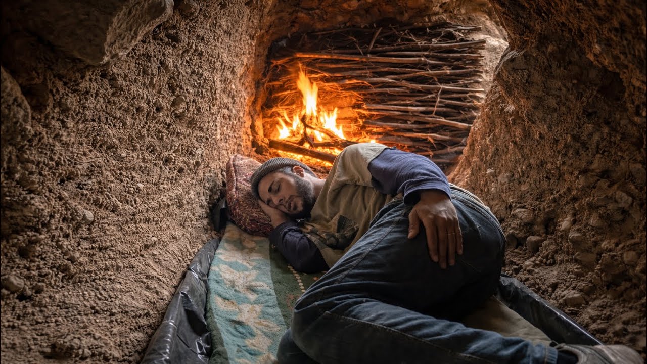 Life Underground | Shelter & Fireplace Made Only from Nature 🔥