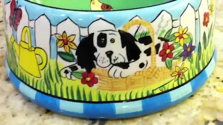 LARGE CERAMIC DOGZILLA DOG BOWL BY CANDACE REITER