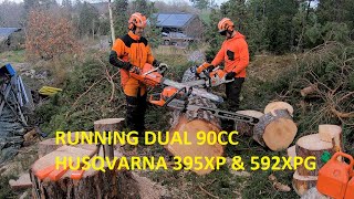 Cutting dual Husqvarna chainsaw 395XP & 592XPG + 3120XP |  Stihl 661 500i by patkarlsson 3,220 views 1 year ago 16 minutes
