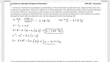 Dynamics - Constant Acceleration Example 1