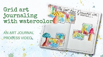 Grid art journaling with watercolor and doodling
