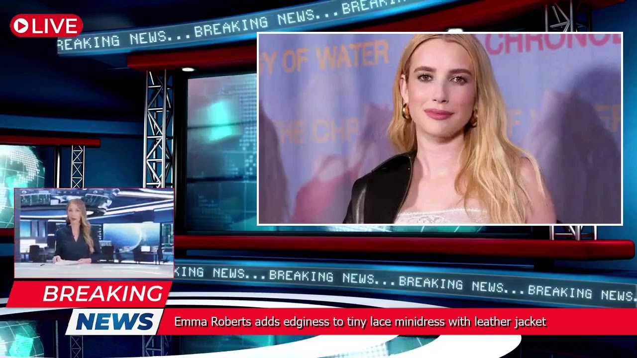 Emma Roberts adds edginess to tiny lace minidress with leather jacket