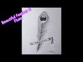 how to draw Beautiful Peacock Feathers With flute Pencil art | God Krishna | Janmashtmi Drawing