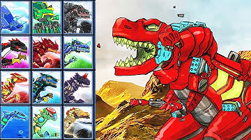 Tyranno Red Renewal - T-Rex Vs 12 Dino Robots | Eftsei Gaming